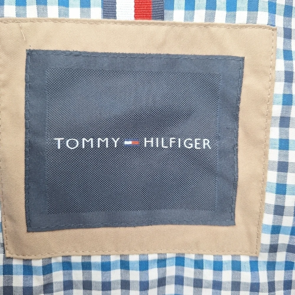 EUC Tommy Hilfiger Men's Classic Front-Zip Micro-Twill Jacket Khaki Size Large
